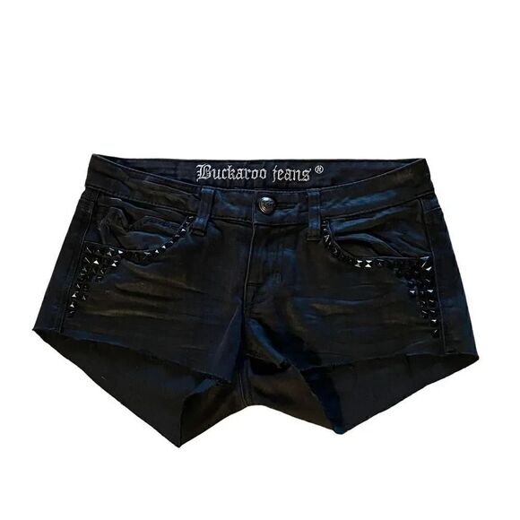 Buckaroo Black Short Mid-Rise Studs Embalished Jeans Sz 24 - Picture 1 of 10